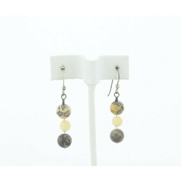 Sterling Silver Agate Earrings Dangle Drop Earrings - Picture 6 of 7